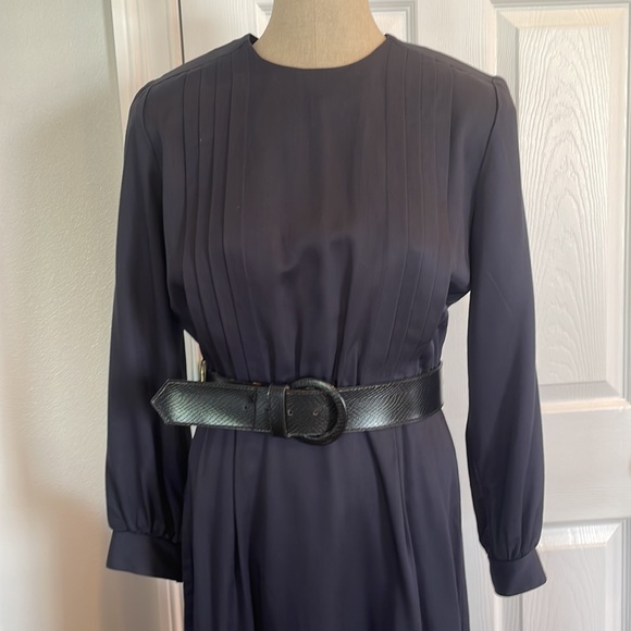 Vintage dress navy blue petite size 10 - Picture 2 of 13